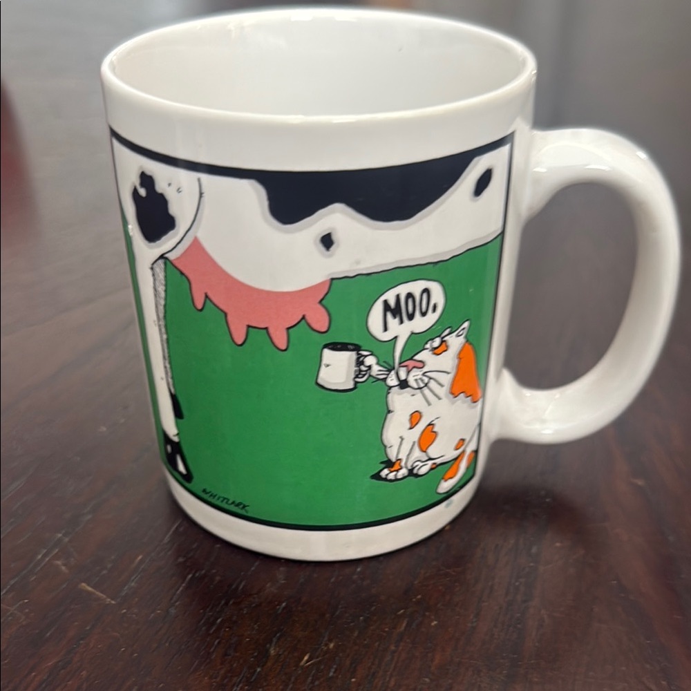 Vintage On a Lark Whitlark Collector Cartoon Cow Mug 1991